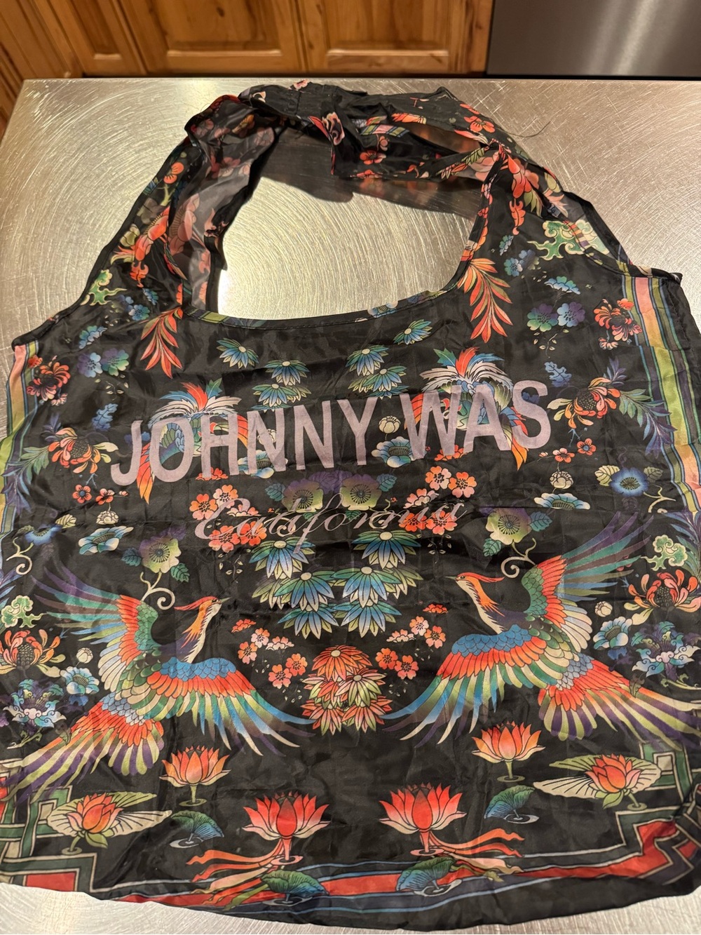 Johnny Was Black Floral Phoenix Tote with Multicolor Accents